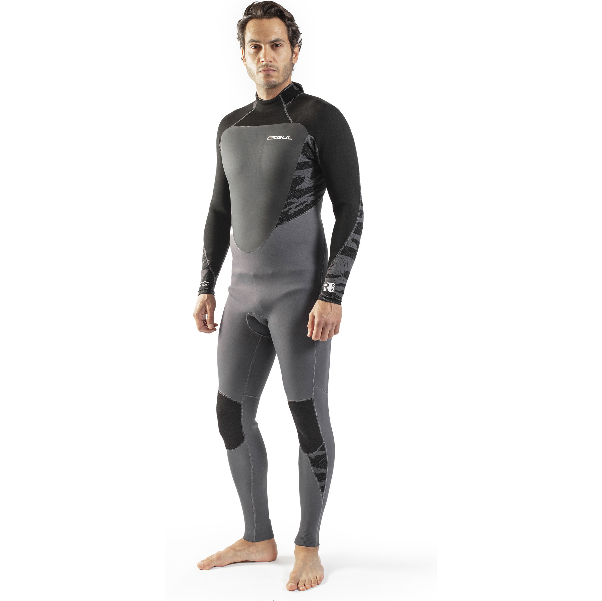2025 Gul Da Uomo Response 3/2mm Gbs Back Zip Muta RE1231-C1 - Black / Grey